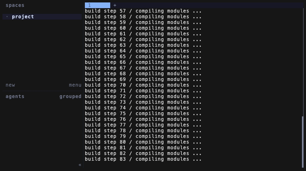 prefix v で右に、prefix - で下にペインを分割し、prefix h/j/k/l で移動する様子