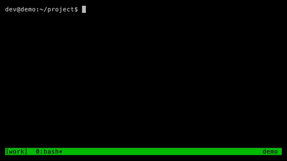 prefix | で左右に、prefix - で上下にペインを分割する様子