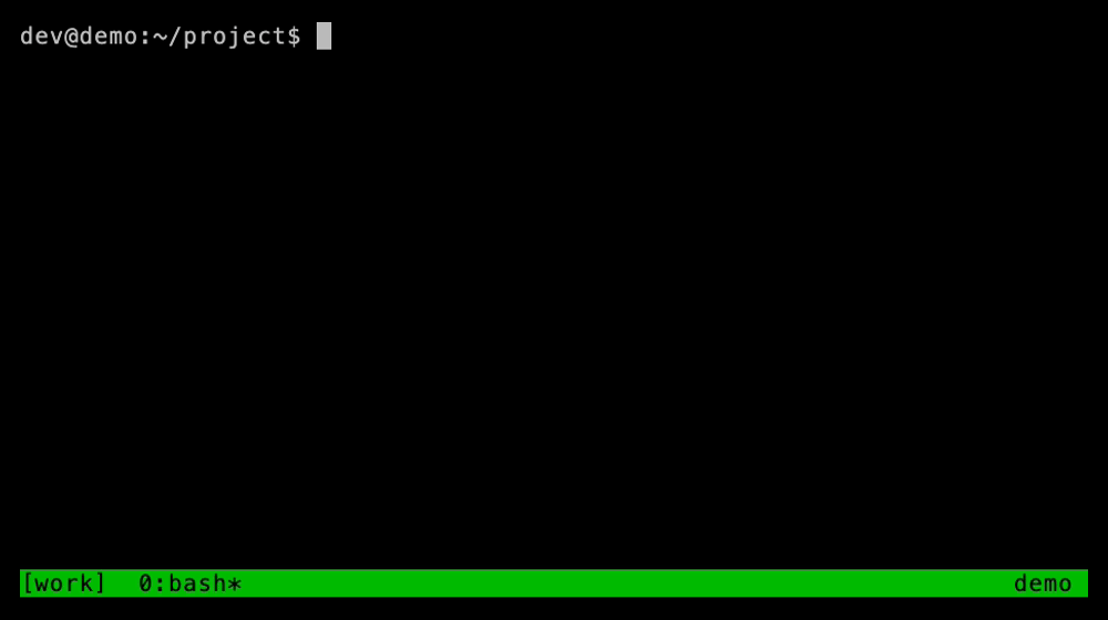 prefix c で新規ウィンドウを作り、prefix p / prefix n で行き来する様子